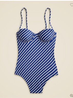NWT J. Crew Balconette underwire one piece swimsuit Navy and White Stripe size 2
